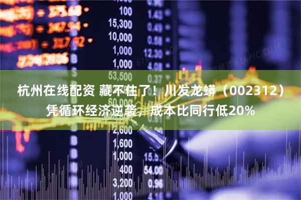 杭州在线配资 藏不住了！川发龙蟒（002312）凭循环经济逆袭，成本比同行低20%